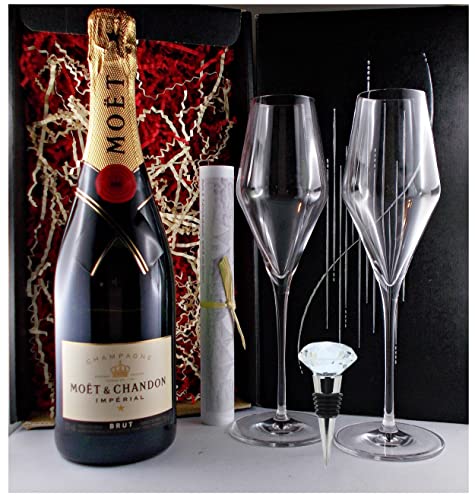 Champagner Moet & Chandon Brut Impèrial + Flaschenverschluß + 2 Gläser Geschenk von H-BO