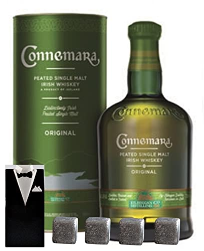 Connemara peated irischer Single Malt Whiskey + 4 Whisky Kühlsteine im Smoking von H-BO