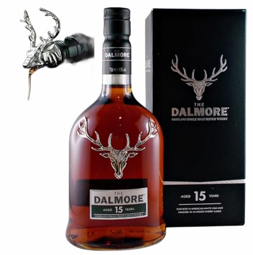 Dalmore 15 Jahre scotch Single Malt Whisky + Ausgießer Hirschkopf - ein absoluter Eyecatcher von H-BO