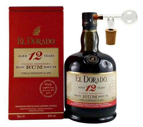 El Dorado 12 Jahre Rum Eldorado + 1 Glaskugelportionierer von H-BO