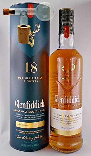 Flasche Glenfiddich 18 Jahre Single Malt Whisky + 1 Glaskugelportionierer von H-BO