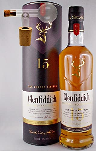 Flasche Glenfiddich Solera 15 Jahre Single Malt Whisky + Glaskugelportionierer von H-BO