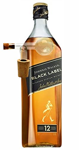 Flasche Johnnie Walker 12 Jahre Black Label Scotch Whisky + 1 Glaskugelportionierer von H-BO
