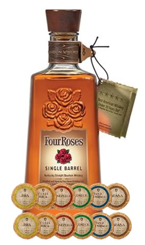 Four Roses Single Barrel Kentucky Straight Bourbon Whiskey + 12 Edelschokoladen in 6 Sorten von H-BO