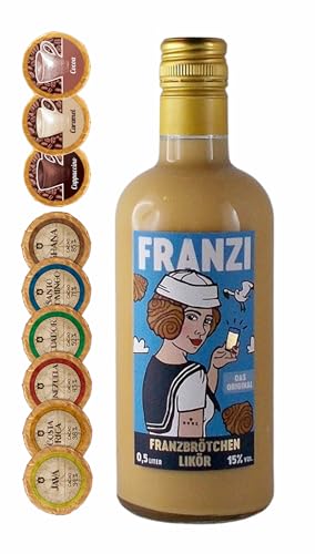 Franzi Franzbrötchen Likör + 9 Edelschokoladen in 9 Sorten DreiMeister Golddublonen von H-BO