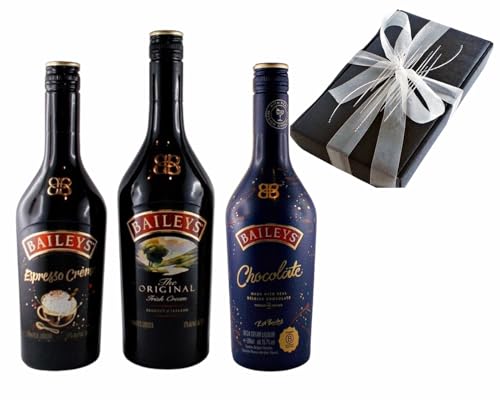 Geschenk 3 Flaschen Baileys Likör: Chocolate, Original, Espresso in Geschenkverpackung mit Schleife Geschenk 3 Flaschen Baileys Likör: Chocolate, Original, Espresso in Geschenkverpackung mit Schleife von H-BO