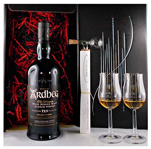 Geschenk Ardbeg Ten Single Malt Whisky + Glaskugelportionierer + 2 Bugatti Whiskey Gläser von H-BO