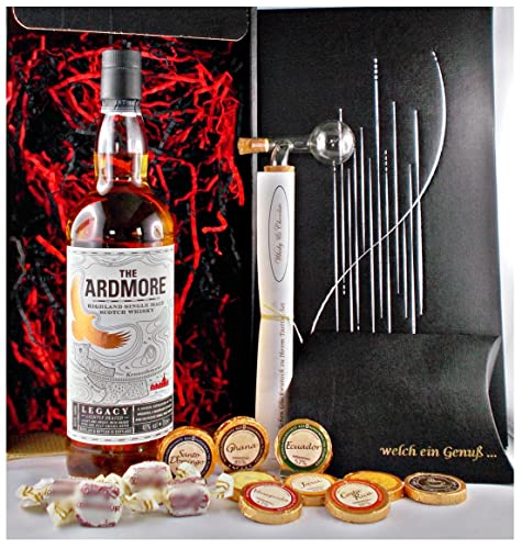 Geschenk Ardmore Legacy Single Malt Whisky + Glaskugelportionierer + Edelschokolade + Fudge von H-BO