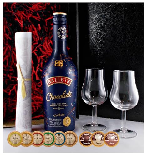 Geschenk Baileys Chocolate Likör + 2 Likörgläser + 9 Edelschokoladen in 9 Sorten Geschenk Baileys Chocolate Likör + 2 Likörgläser + 9 Edelschokoladen in 9 Sorten von H-BO