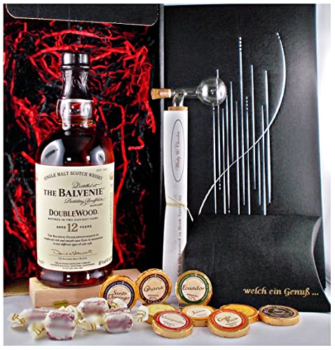 Geschenk Balvenie 12 Jahre Single Malt Whisky +Portionierer + Edelschokolade + Whiskey Fudge von H-BO