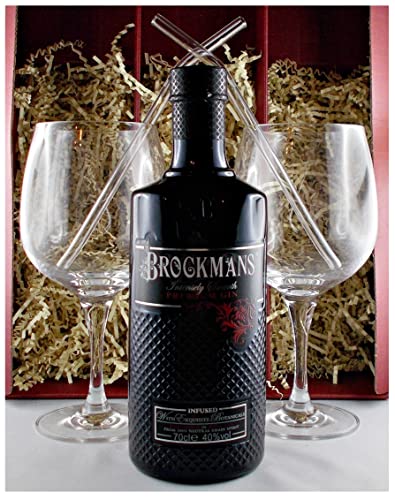 Geschenk Brockmans Intensely Smooth Premium Gin + 2 Cocktailgläser + 2 Trinkhalme von H-BO