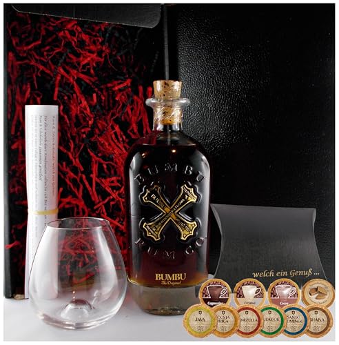 Geschenk Bumbu Original Barbados Rum + 1 Rum Glas + 10 Edelschokoladen in 10 Sorten Geschenk Bumbu Original Barbados Rum + 1 Rum Glas + 10 Edelschokoladen in 10 Sorten von H-BO