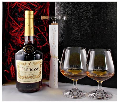 Geschenk Cognac Hennessy VS + 2 Cognac Schwenker + Glaskugelportionierer von H-BO