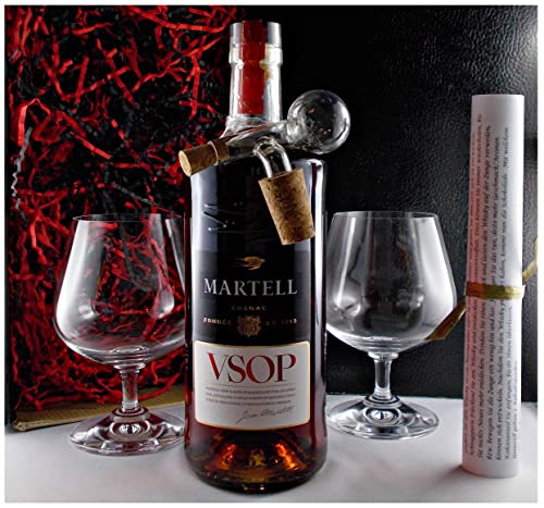 Geschenk Cognac Martell VSOP + 2 Cognac Schwenker + Glaskugelportionierer von H-BO