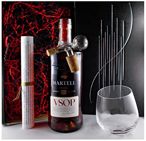 Geschenk Cognac Martell VSOP + Drelio Glas + Glaskugelportionierer von H-BO