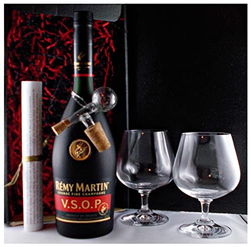 Geschenk Cognac Remy Martin VSOP + 2 Cognac Schwenker + Glaskugelportionierer von H-BO