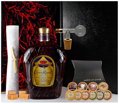 Geschenk Crown Royal Canadian Whisky + Glaskugelportionierer + Edelschokolade + Fudge von H-BO