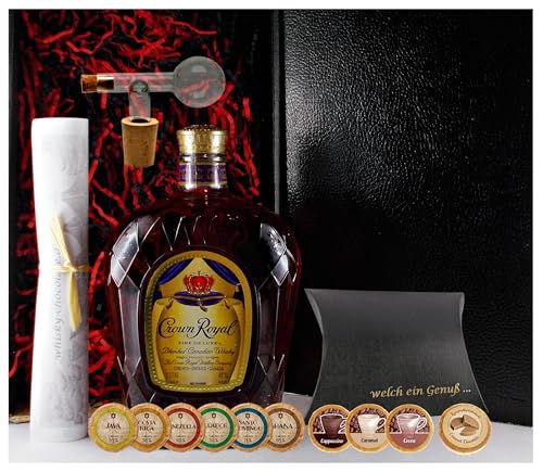 Geschenk Crown Royal Canadian Whisky + Glaskugelportionierer + Edelschokolade + Fudge von H-BO