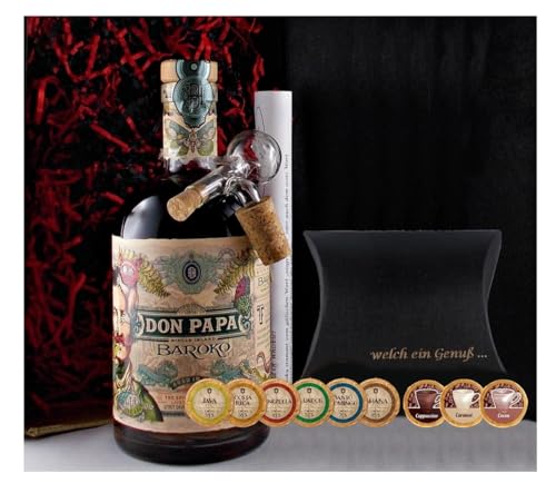 Geschenk Don Papa Rum Baroko + 9 Edelschokoladen in 9 Sorten + Glaskugelportionierer von H-BO