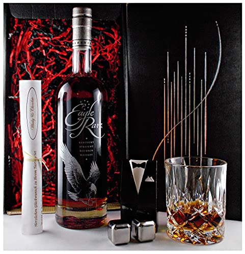 Geschenk Eagle Rare 10 Jahre Kentucky Straight Bourbon Whiskey + 2 Whisky Kühlsteine + Whiskey Glas von H-BO