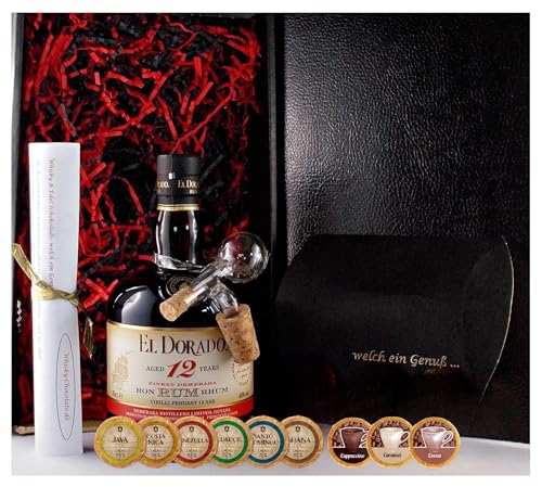 Geschenk El Dorado 12 Jahre Rum + 9 Edelschokoladen in 9 Sorten + Glaskugelportionierer Geschenk El Dorado 12 Jahre Rum + 9 Edelschokoladen in 9 Sorten + Glaskugelportionierer von H-BO