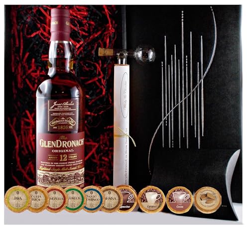 Geschenk Glendronach 12 Jahre Single Malt Whisky + Glaskugelportionierer + Edelschokolade + Fudge von H-BO
