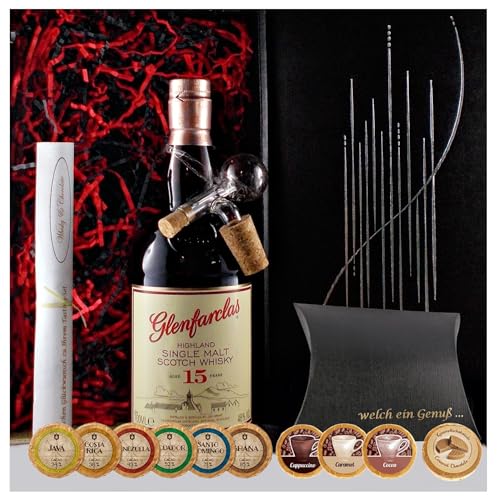 Geschenk Glenfarclas 15 Jahre Single Malt Whisky + Portionierer + Schokolade + Whiskey Fudge von H-BO