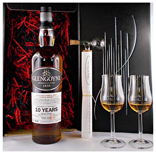 Geschenk Glengoyne 10 Jahre Single Malt Whisky + Glaskugelportionierer + 2 Bugatti Gläser von H-BO