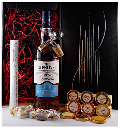 Geschenk Glenlivet Founders Reserve Single Malt Whisky + Glaskugelportionierer + Edelschokolade + Fudge von H-BO
