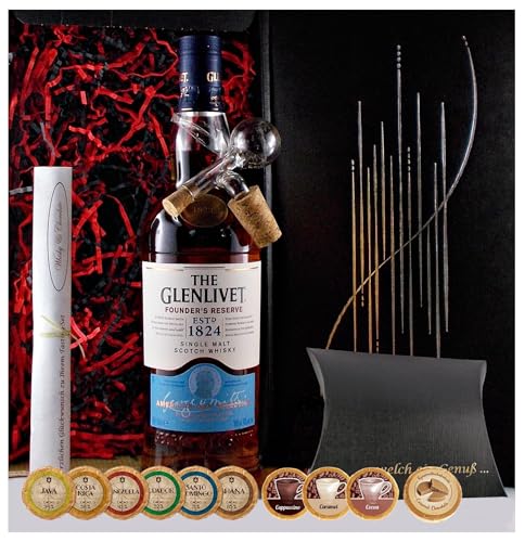Geschenk Glenlivet Founders Reserve Single Malt Whisky + Glaskugelportionierer + Edelschokoladen von H-BO