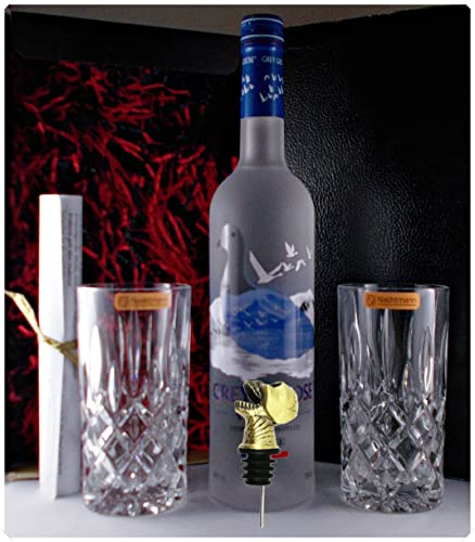 Geschenk Grey Goose Vodka + 2 Gläser + Ausgießer Totenkopf von H-BO