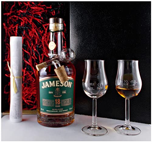 Geschenk Jameson 18 Jahre irischer Whiskey + Glaskugelportionierer + 2 Bugatti Gläser von H-BO