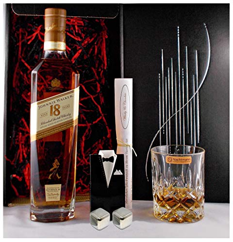 Geschenk Johnnie Walker 18 Jahre Ultimate scotch Whisky + Glas + 2 Whiskey Kühlsteine von H-BO