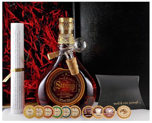 Geschenk Johnnie Walker Swing scotch Whisky + Glaskugelportionierer + Edelschokoladen von H-BO