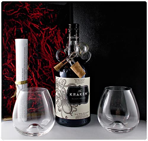 Geschenk Kraken Black Spiced Rum + 2 Amy Gläser + Glaskugelportionierer von H-BO