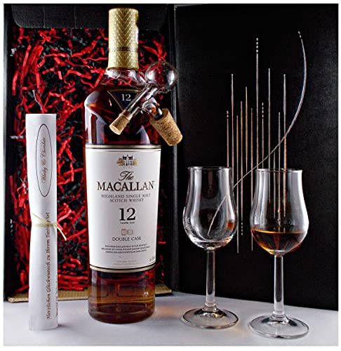 Geschenk Macallan Double Cask 12 Jahre Single Malt Whisky + Glaskugelportionierer + 2 Bugatti Gläser von H-BO