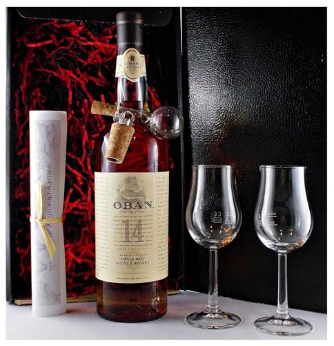 Geschenk Oban 14 Jahre Single Malt Whisky + Glaskugelportionierer + 2 Bugatti Gläser von H-BO