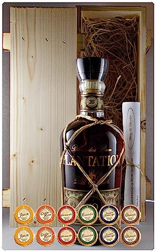 Geschenk Plantation Extra Old 20th Anniversary Rum + 12 Edelschokoladen in Holzkiste von H-BO
