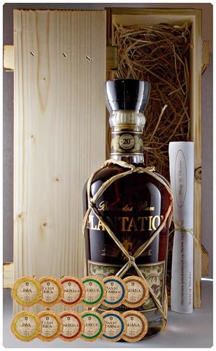 Geschenk Plantation Extra Old 20th Anniversary Rum + 12 Edelschokoladen in Holzkiste von H-BO