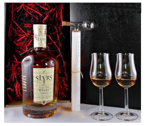 Geschenk Slyrs Classic Single Malt Whisky + Glaskugelportionierer + 2 Bugatti Gläser von H-BO