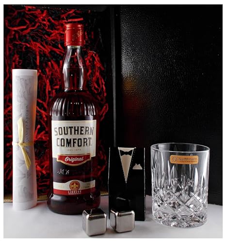 Geschenk Southern Comfort Whiskey Likör + Glas + 2 Whisky Kühlsteine im Smoking Geschenk Southern Comfort Whiskey Likör + Glas + 2 Whisky Kühlsteine im Smoking von H-BO