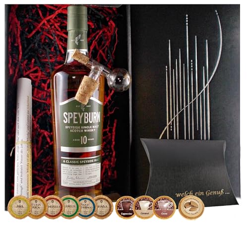 Geschenk Speyburn 10 Jahre Single Malt Whisky + Portionierer + Edelschokolade + Whiskey Fudge von H-BO