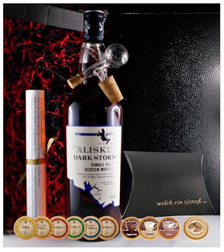 Geschenk Talisker Dark Storm Single Malt Whisky + Glaskugelportionierer + Edelschokolade + Fudge von H-BO