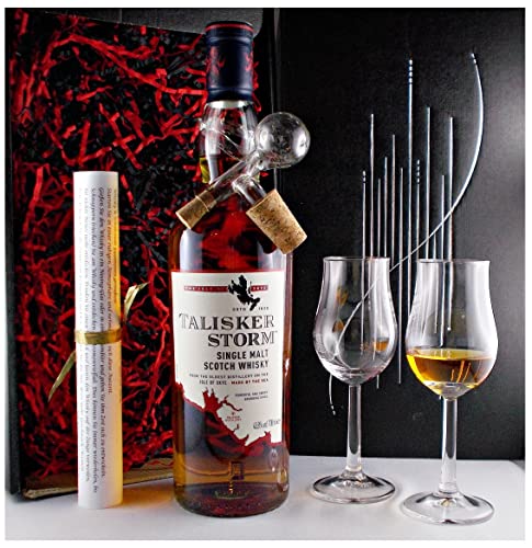 Geschenk Talisker Storm Single Malt Whisky + 1 Glaskugelportionierer + 2 Bugatti Whiskey Gläser von H-BO
