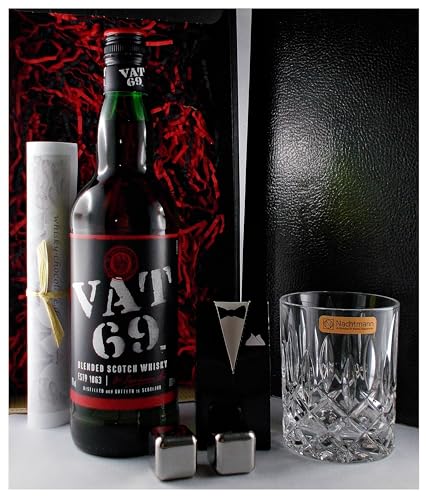 Geschenk VAT 69 Scotch Whisky + Glas Nachtmann + 2 Whiskey Kühlsteine Geschenk VAT 69 Scotch Whisky + Glas Nachtmann + 2 Whiskey Kühlsteine von H-BO