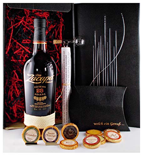 Geschenk Zacapa 23 Centenario Solera Rum + 9 Edelschokoladen in 9 Sorten + Glaskugelportionierer von H-BO