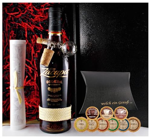 Geschenk Zacapa 23 Centenario Solera Rum + 9 Edelschokoladen in 9 Sorten + Glaskugelportionierer von H-BO