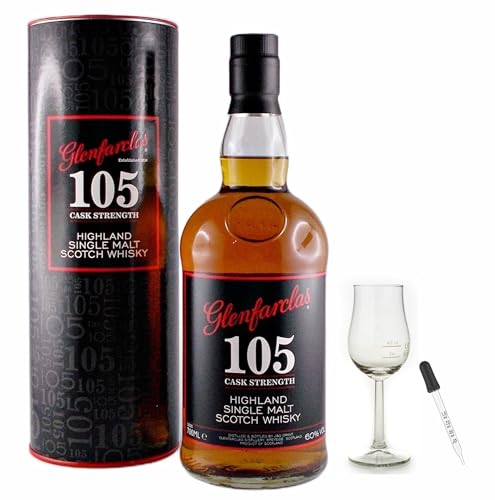 Glenfarclas 105 Single Malt Whisky 1 Liter + 1 Bugatti Glas + 1 Glaspipette zum feinen Dosieren von H-BO