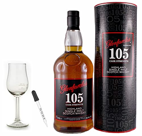 Glenfarclas 105 Single Malt Whisky 1 Liter + 1 Bugatti Glas + 1 Glaspipette zum feinen Dosieren von H-BO