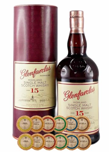 Glenfarclas 15 Jahre Single Malt Whisky + 12 Edelschokoladen in 6 Sorten von H-BO